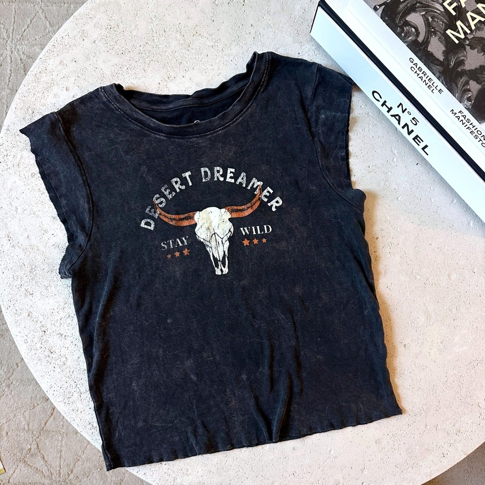 Organi Generation Y2K Western Baby Tee Desert‎ Dreamer Stay Wild Washed M